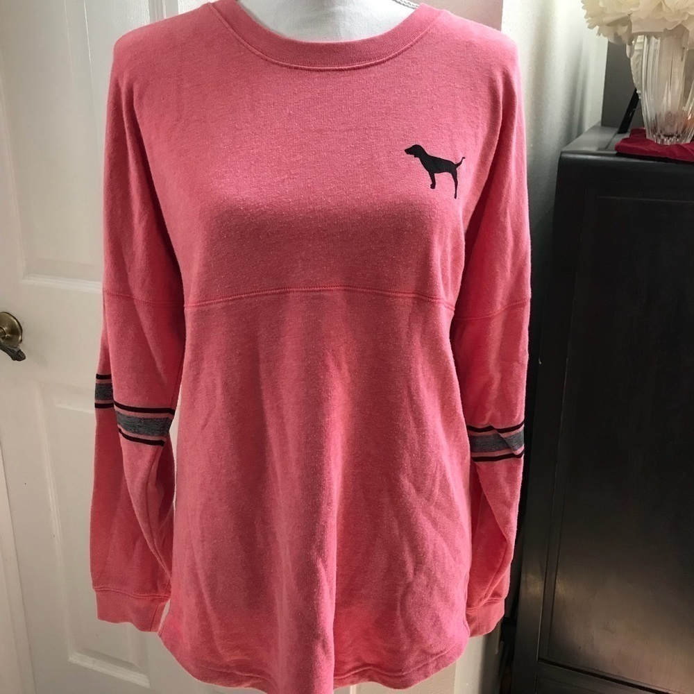 PINK Oversized Peachy Pink Stadium Sweatshirt Sm